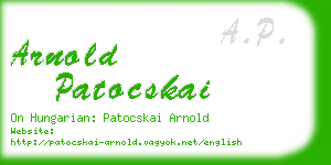arnold patocskai business card